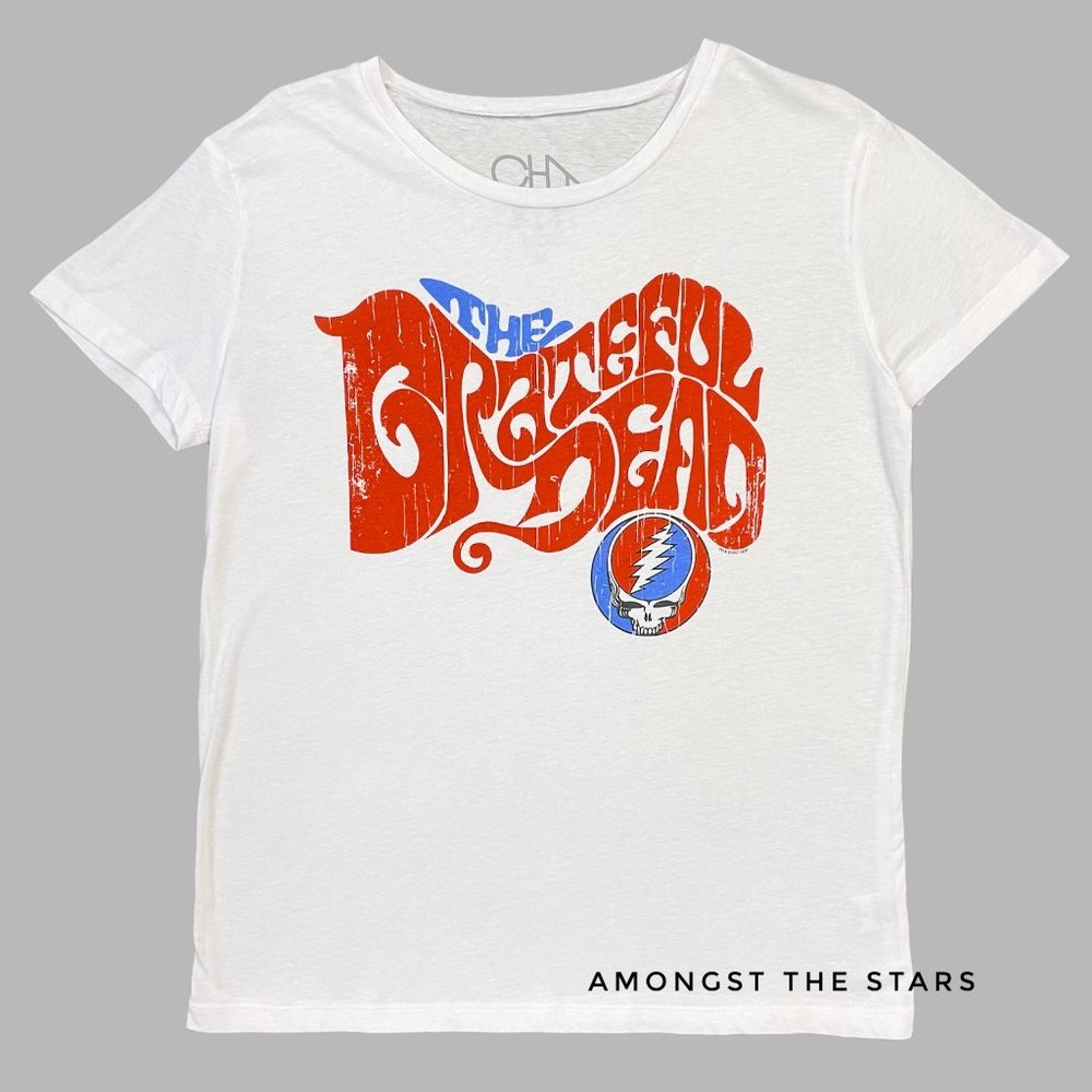 Chaser The Grateful Dead White Red Blue Band Tee